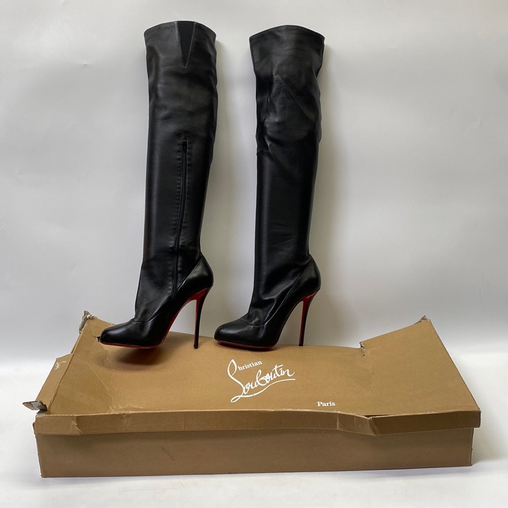 Louboutin black leather lambskin over the knee boots, 40
